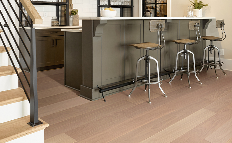 light hardwood flooring in a kitchen area